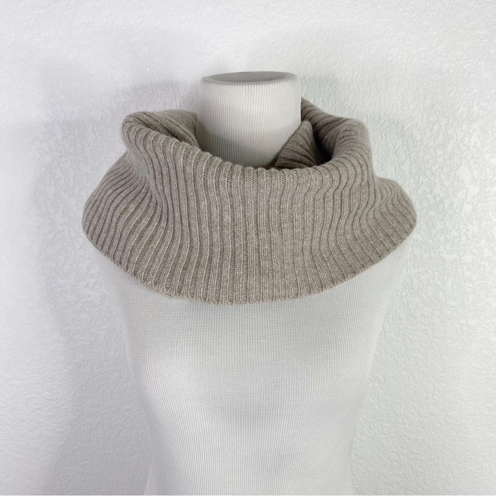 MaxMara Tan Ribbed Knit Circle Infinity Neck Scarf